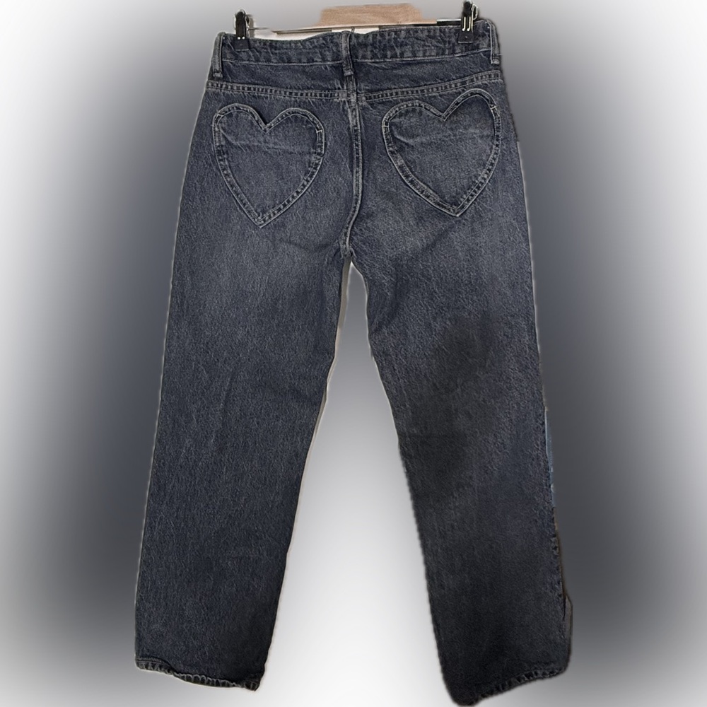Zara Heart Pocket Straight Leg Jeans Size 6 Mid Rise Blogger Favorite Dark Wash